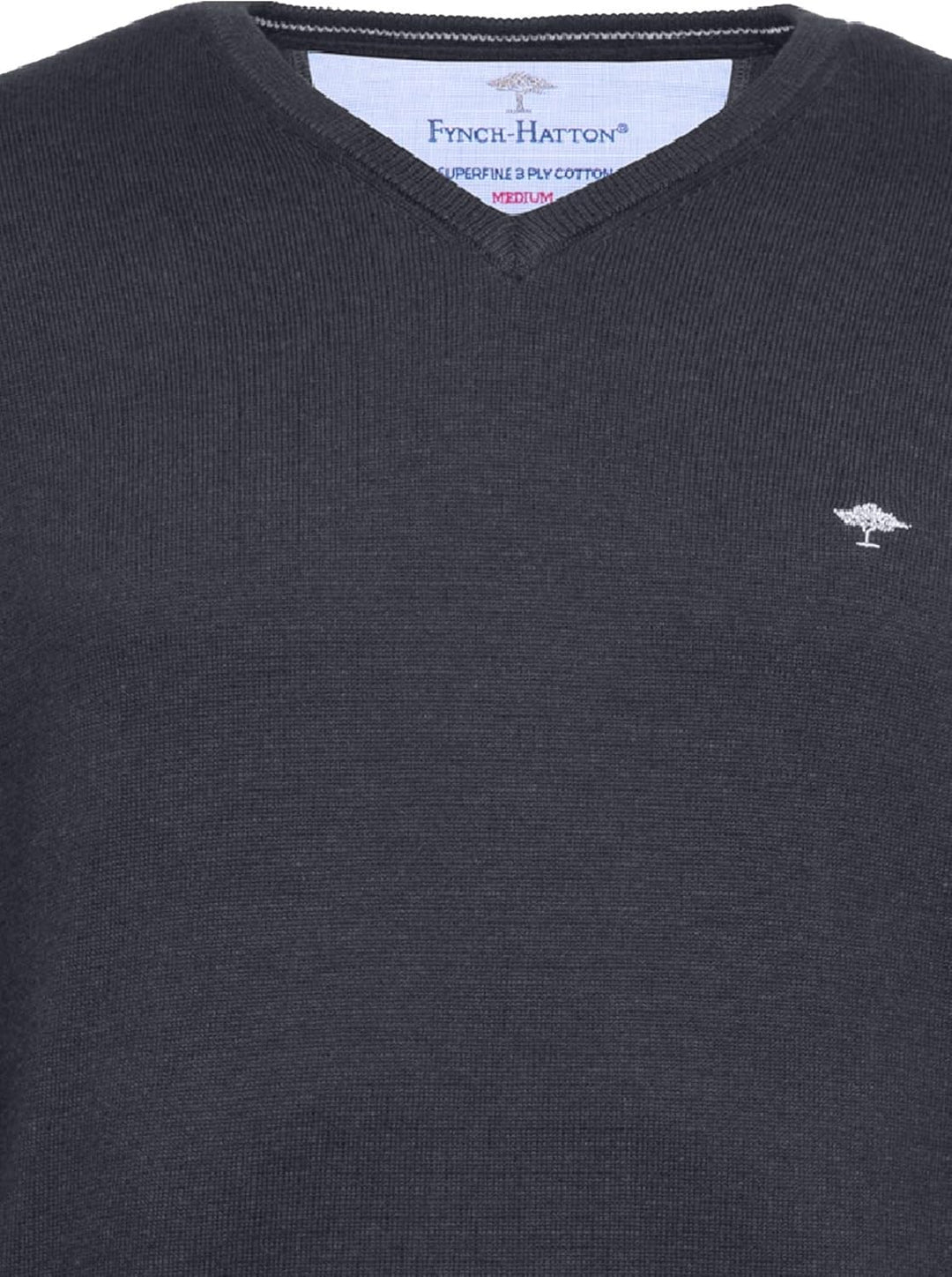 FYNCH-HATTON Fein gestrickter V-Neck Baumwollpullover S Azure, S Azure