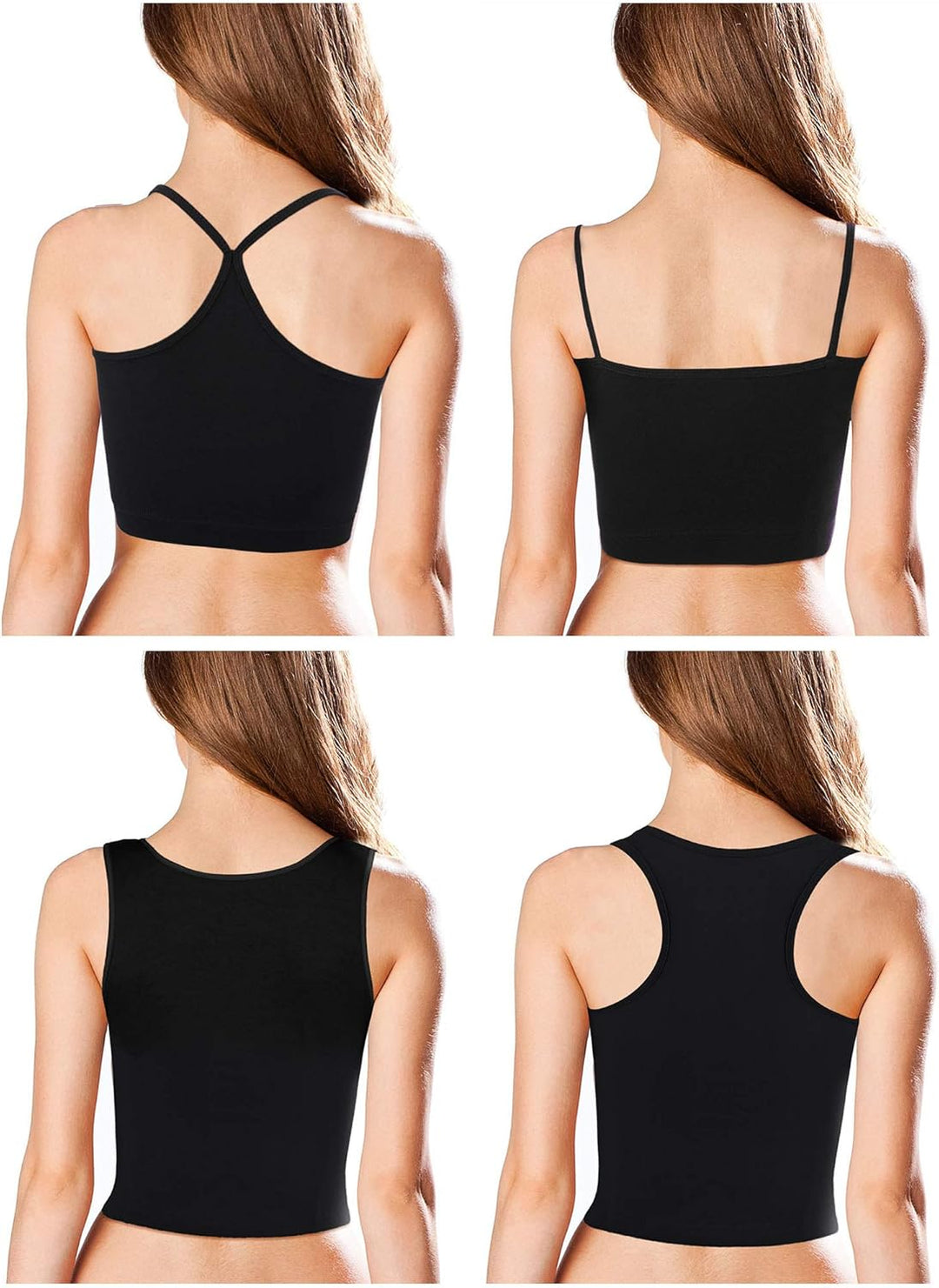 Damen Tanks (4er Pack), Schwarz