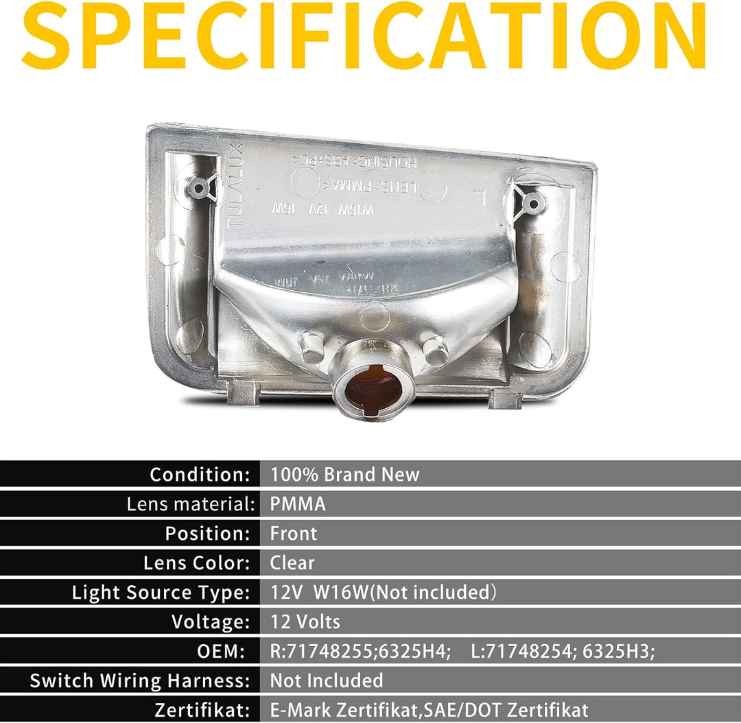 TOPTHAN 2X Blinkerleuchte Aussenspiegel Blinker passend für FIAT Ducato (250) 2006 UP Citroen Jumper