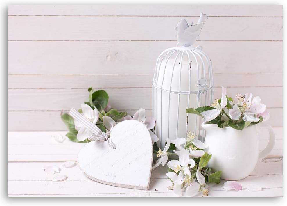 Feeby Wandbild Herz Druckbild Leinwandbild für Wohnung Weiss 100x70 cm M14321 100x70 cm, M14321 100x