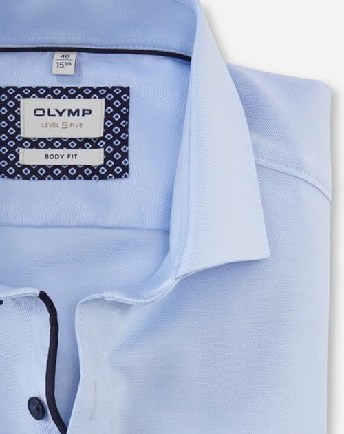 OLYMP Level Five Body fit Hemd Langarm Stretch Twill hellblau 38 Hellblau, 38 Hellblau