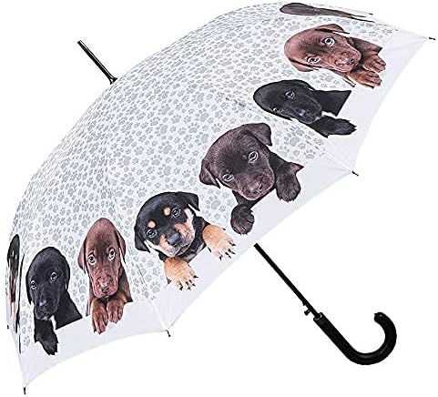 VON LILIENFELD Regenschirm Welpenquartett Auf-Automatik Damen Hunde Kinderschirm Stockschirm