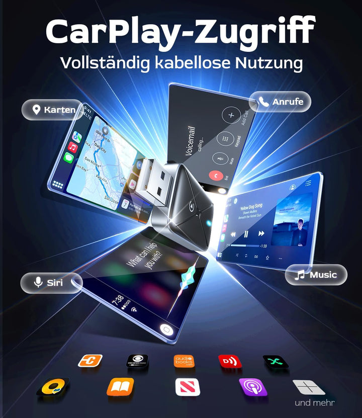 CarPlay Wireless Adapter, Mini Wireless CarPlay Adapter Konvertieren Sie Wired Carplay in Wireless,