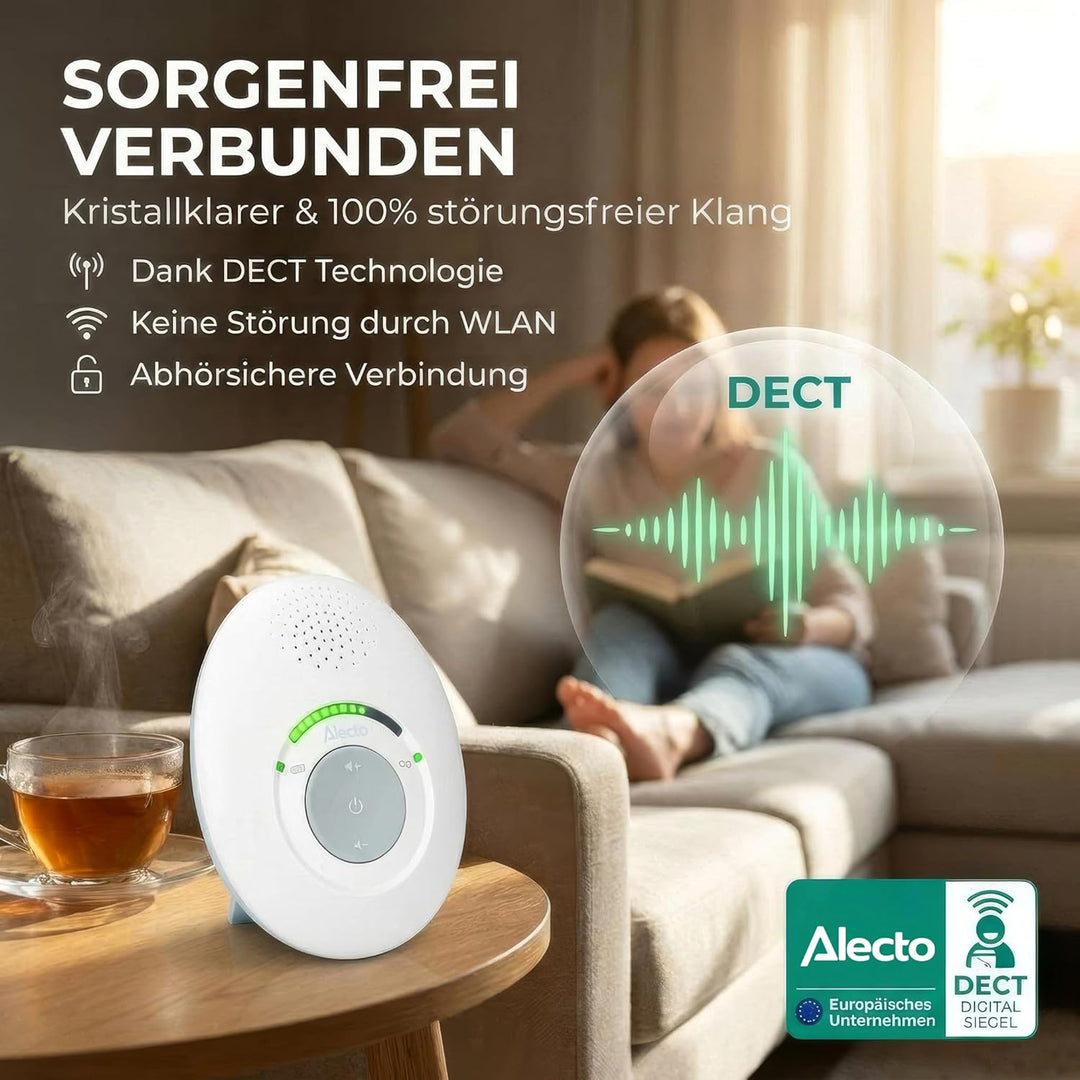 Alecto DBX110 Babyphone Audio - digitales Babyphone mit DECT - 300 m Reichweite - kompaktes Design -