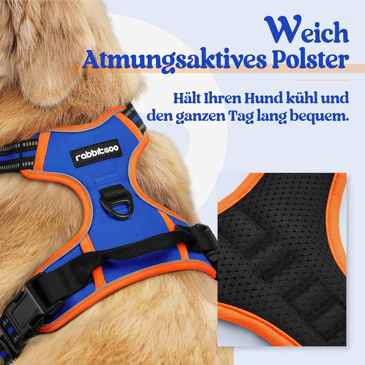 rabbitgoo Hundegeschirr Mittelgrosse Hunde Anti Zug Geschirr Hund mit Kontrolle No Pull Verstellbar