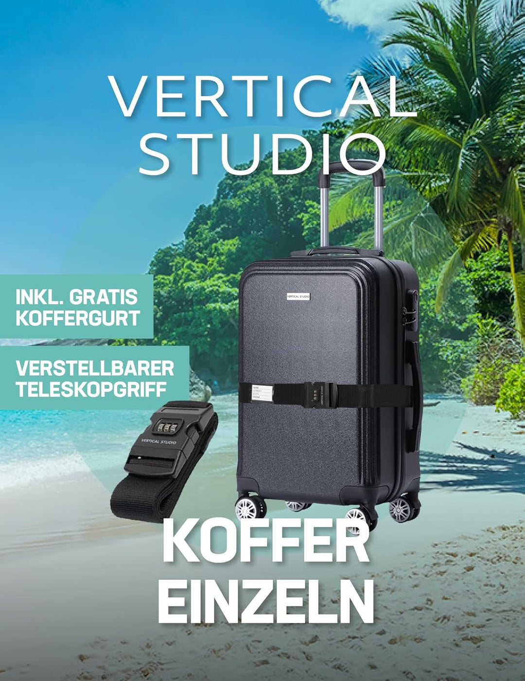 VERTICAL STUDIO Koffer mit 28", 24" oder als Handgepäck mit 20", inkl. GRATIS Koffergurt. Hartschale