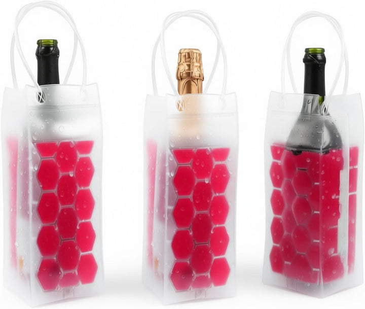Kühltasche für Weinflaschen, transparent, 3 Stück (rot), Rot