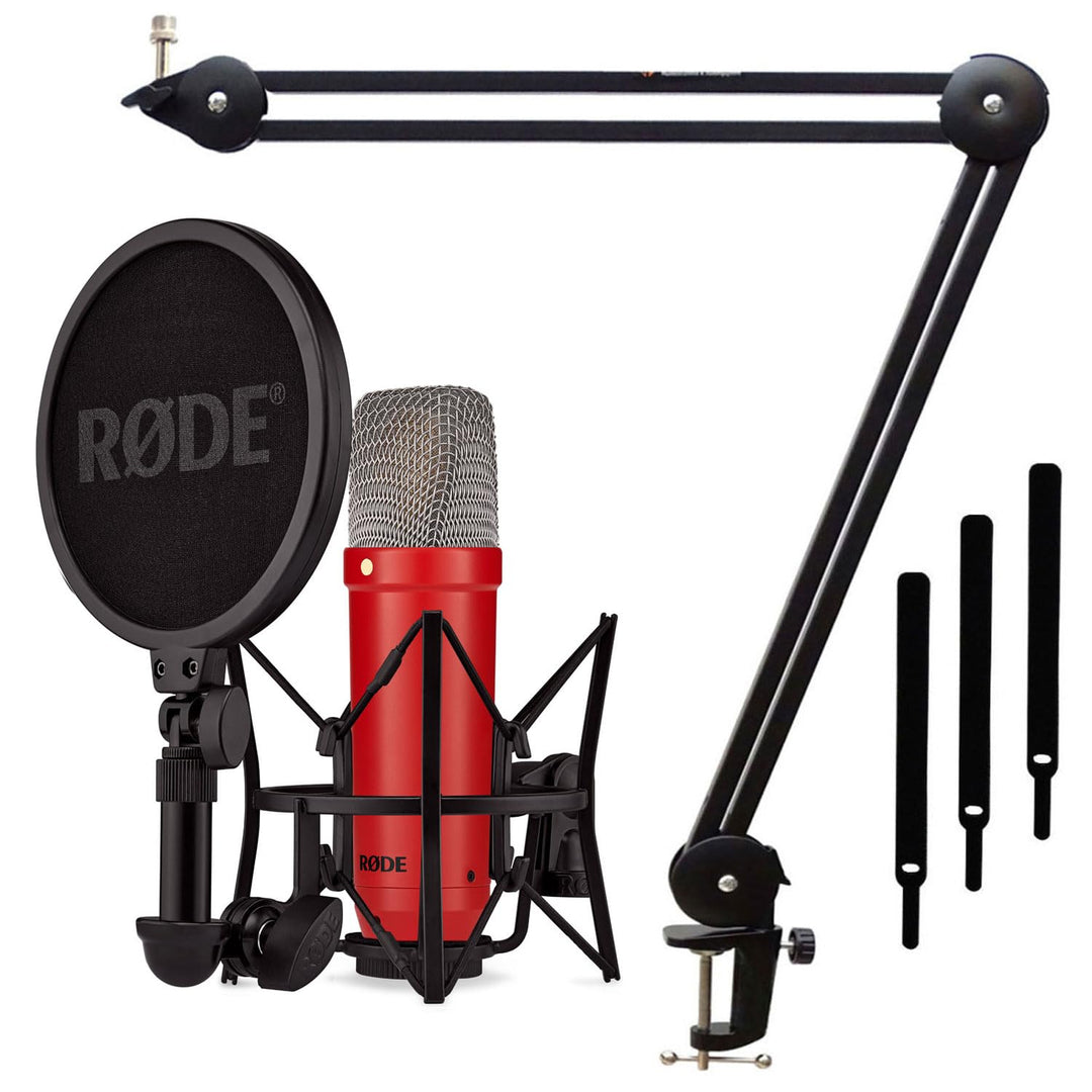 Rode NT1 Signature Red Studio-Mikrofon Rot + keepdrum MS138 Gelenkarm-Stativ Schwarz red Mikrofon Ro