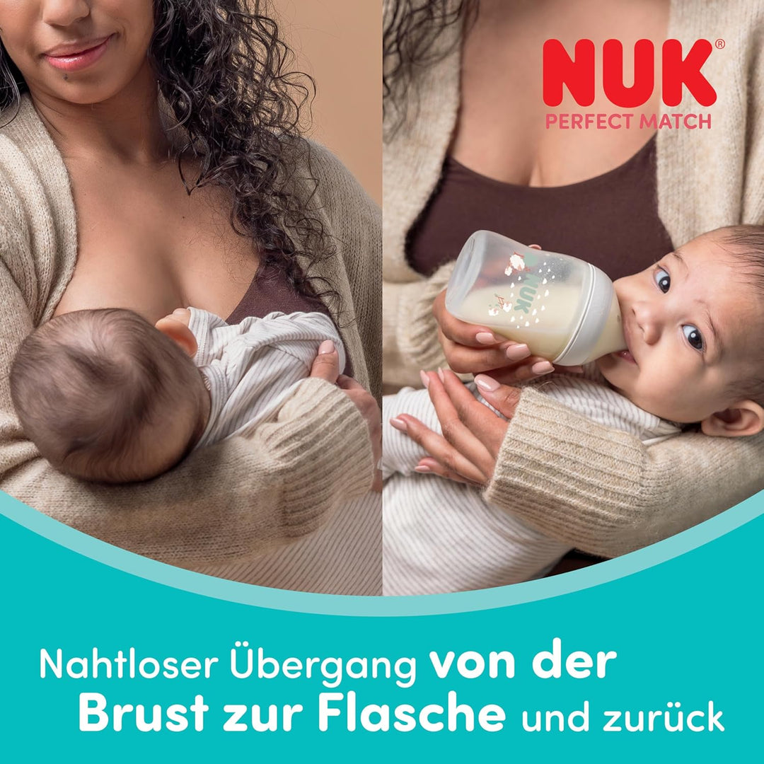 NUK Perfect Match Babyflaschen &amp; Schnuller-Set | 0–6 Monate | 3 x Anti-Kolik-Flaschen (150 ml, 260 m
