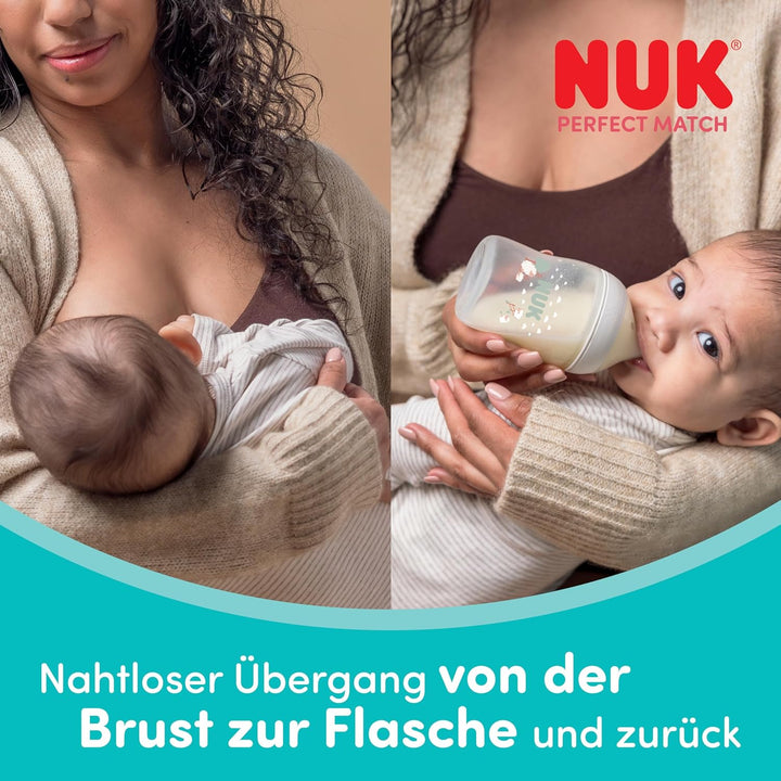NUK Perfect Match Babyflaschen &amp; Schnuller-Set | 0–6 Monate | 3 x Anti-Kolik-Flaschen (150 ml, 260 m
