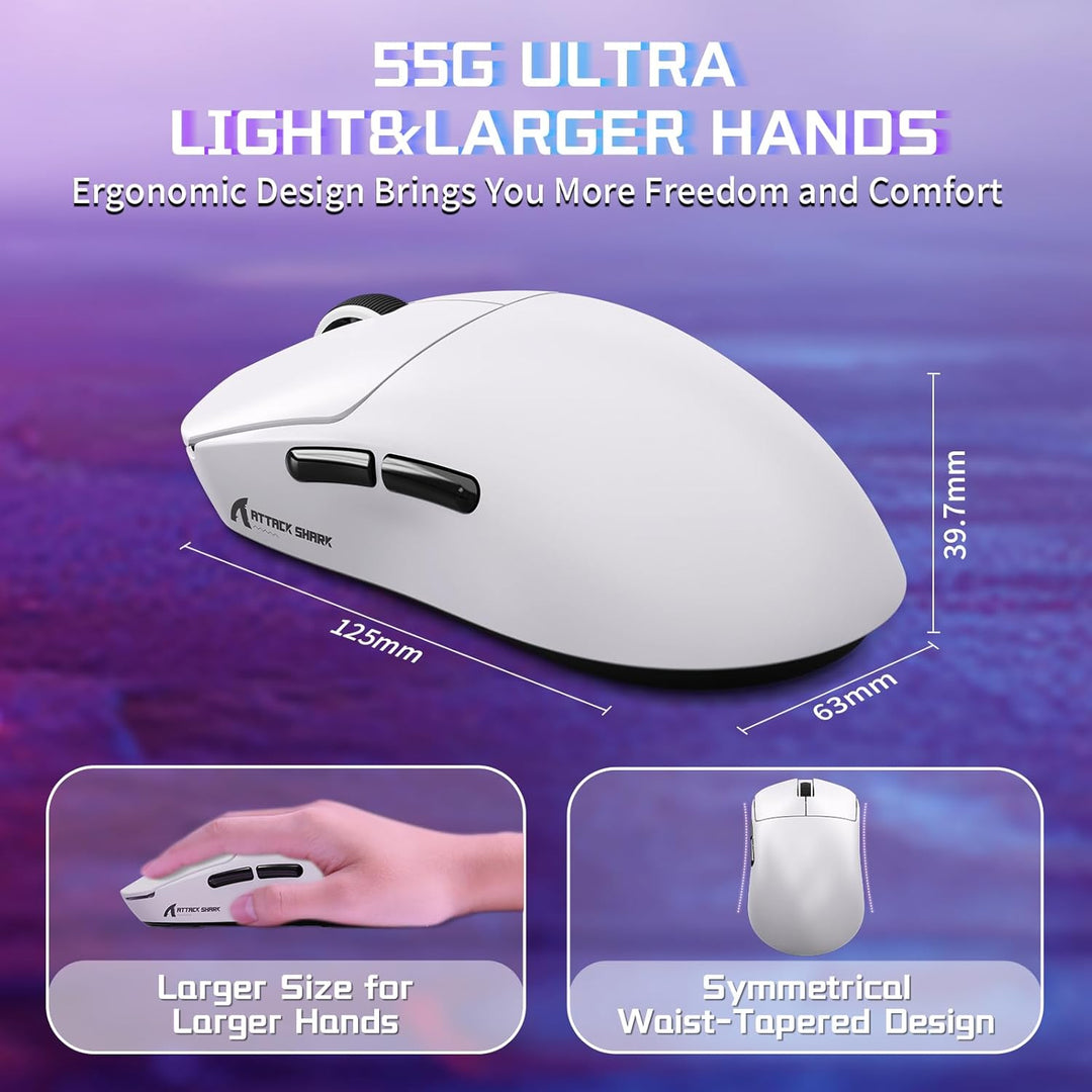 MAMBASNAKE X ATTACK SHARK X8SE 55g ultraleichte kabellose Gaming Maus–bis zu 25000 DPI,PixArt PAW331