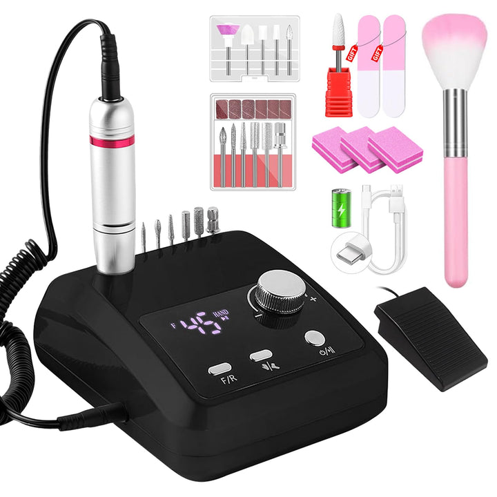 CozyZen Elektrische Nagelfräse Professional, 45000 U/min mit LCD-Display | Hand- &amp; Fusssteuerung, le