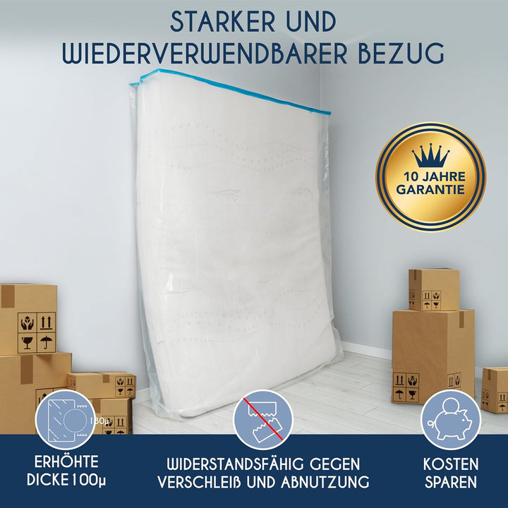 Matratzenhülle Kunststoff - 2er-Set - 160 x 200 (Dicke 30 cm) - Matratzenschutz mit Breitem Reissver