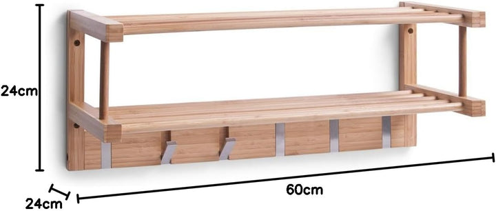 Zeller Wandgarderobe 60 x 24 x 24 cm, Bamboo