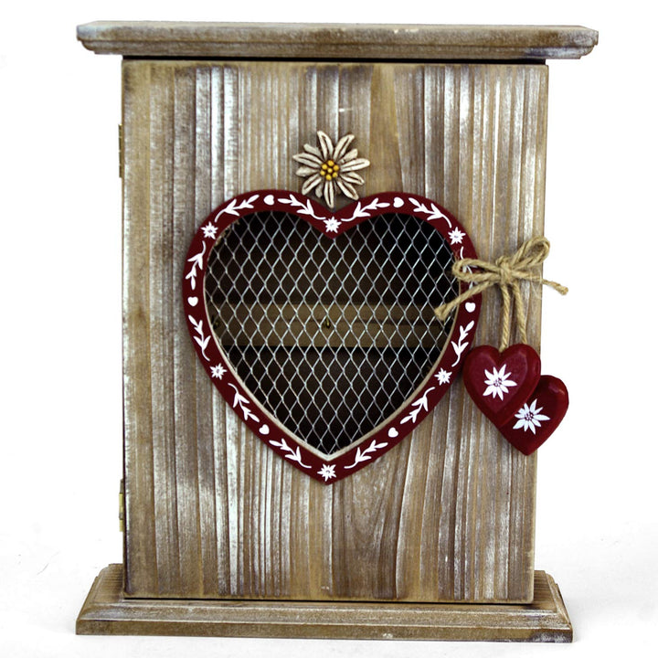 GeKi Trend Schlüsselkasten aus Holz Vintage Wohn-Deko Landhausstil mit Herz 22 cm L x 27 cm