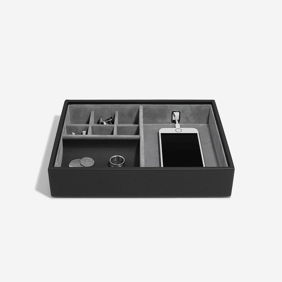 Stackers Pebble Black Valet Tray with Acrylic Display Lid