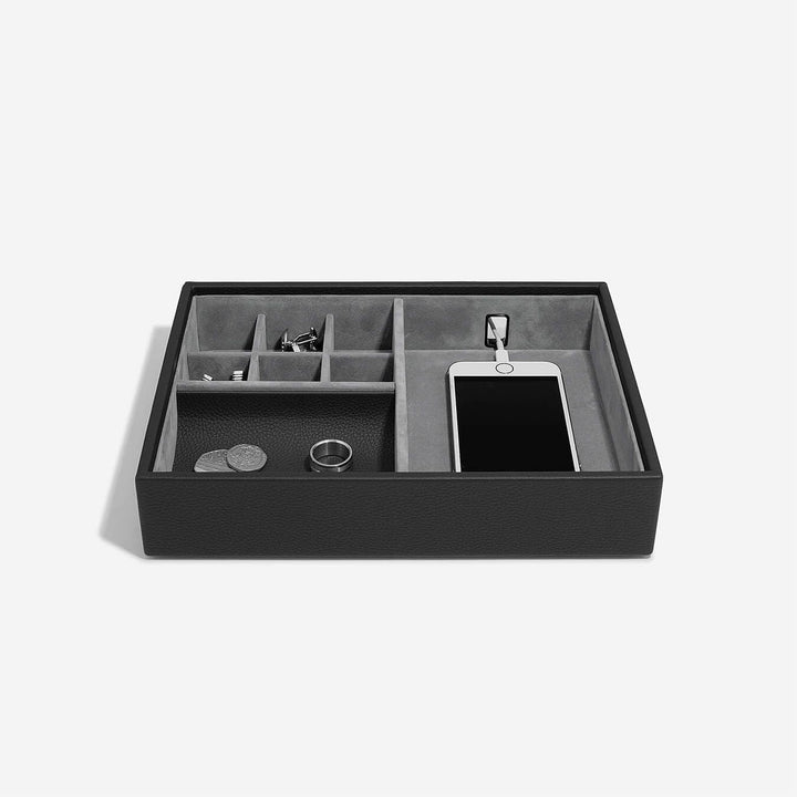 Stackers Pebble Black Valet Tray with Acrylic Display Lid
