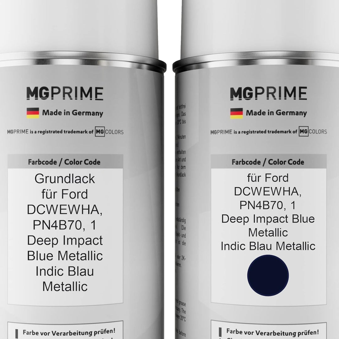 MG PRIME Autolack Sprühdosen Set für Ford DCWEWHA / PN4B70 / 1 Deep Impact Blue Metallic/Indic Blau