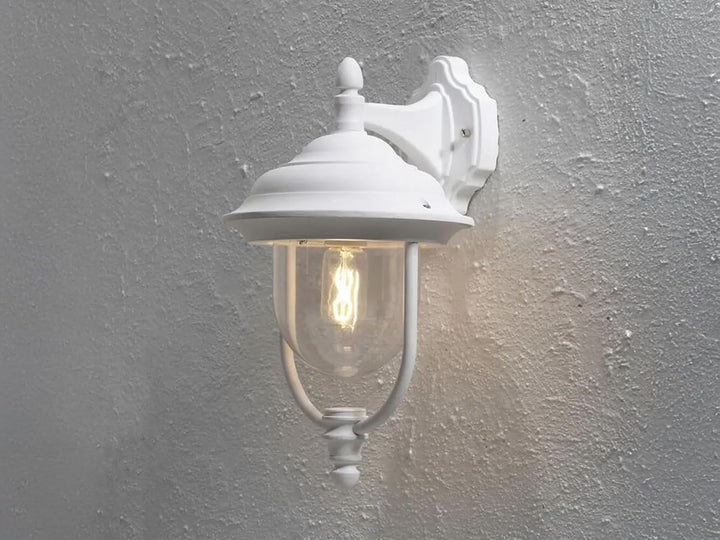 LED Aussenwandlaterne hängend im Landhausstil, Höhe 46cm, weiss, Wandleuchte Hängend