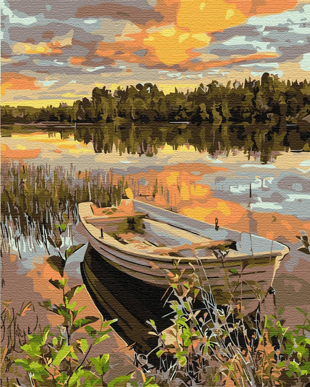 Artnapi Malen nach Zahlen Erwachsene mit Rahmen | DIY Handgemalt | Boot auf dem See | Kit für Anfäng
