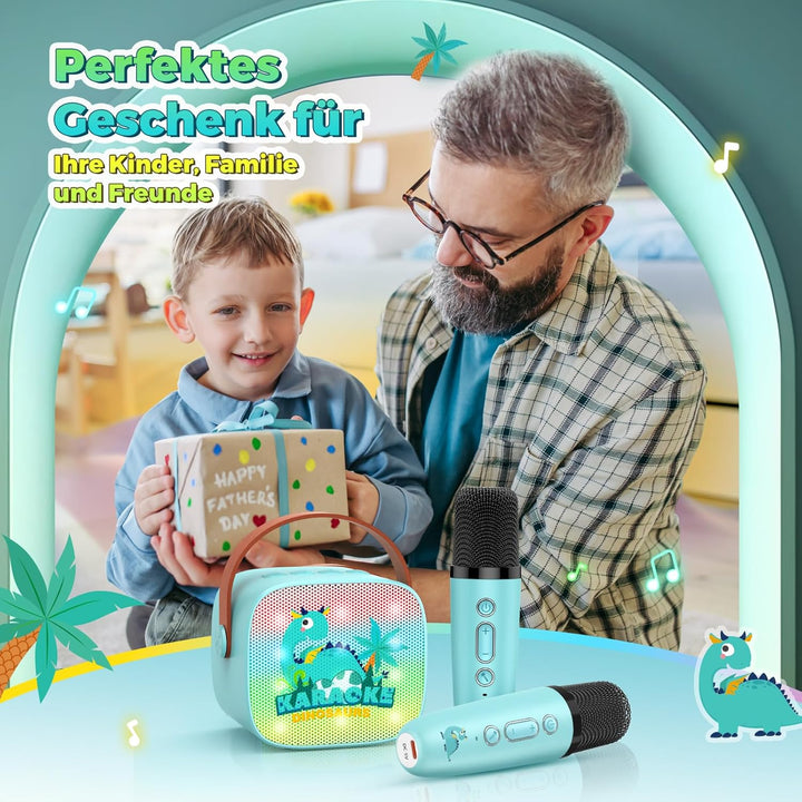 Geschenk Junge 3-12 Jahre, Karaoke Maschine mit 2 Bluetooth Kindermikrofon Spielzeug ab 3-12 Jahre J