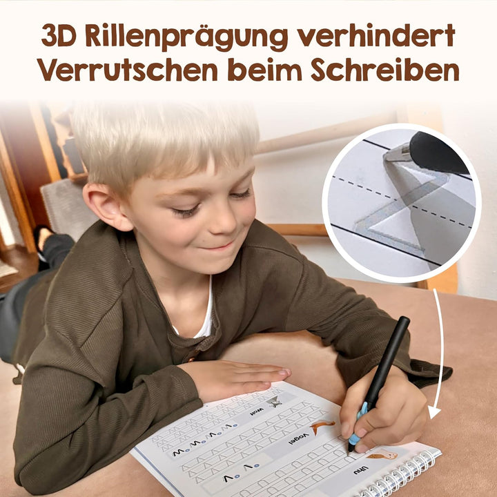 Magische Vorschule Übungshefte ab 5 Jahren für Junge & Mädchen - [6 HEFTE + STIFT] - Wiederverwendba