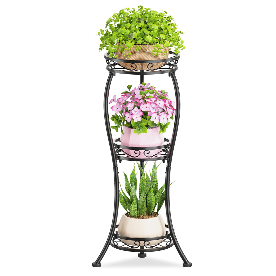 JC-Houser 3 Tier Blumenständer Pflanzenregal, 88 cm Pflanzenständer Metall Blumenregal, Modern Blume