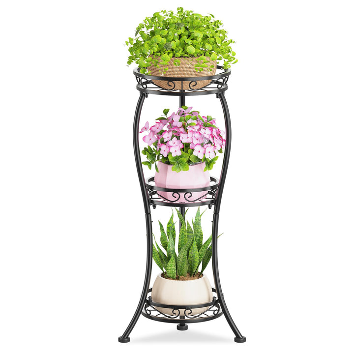 JC-Houser 3 Tier Blumenständer Pflanzenregal, 88 cm Pflanzenständer Metall Blumenregal, Modern Blume
