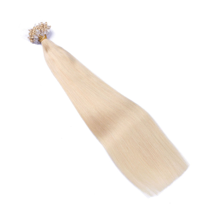 Micro-Ring/Loop Hair Extensions (#613 - HELLLICHTBLOND - 60 cm - 200 Strähnen - 0,5g) 100% Remy Echt