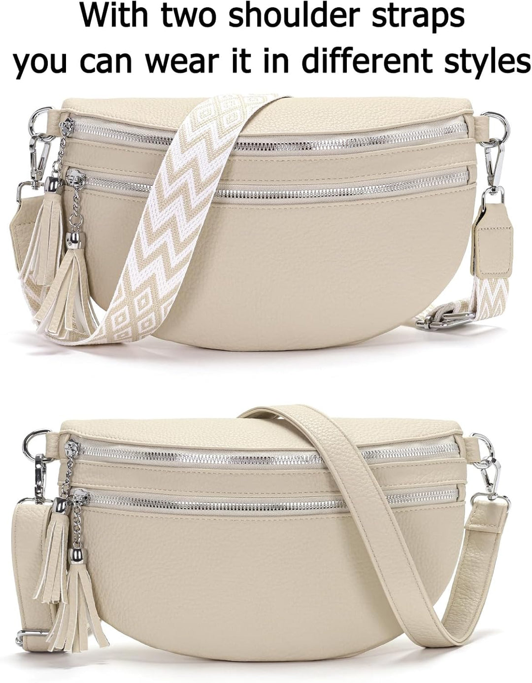 LANXINGLUO Bauchtasche Damen beige umhängetasche Damen mittelgross Crossbody Bag Mit Kreditkartenfac