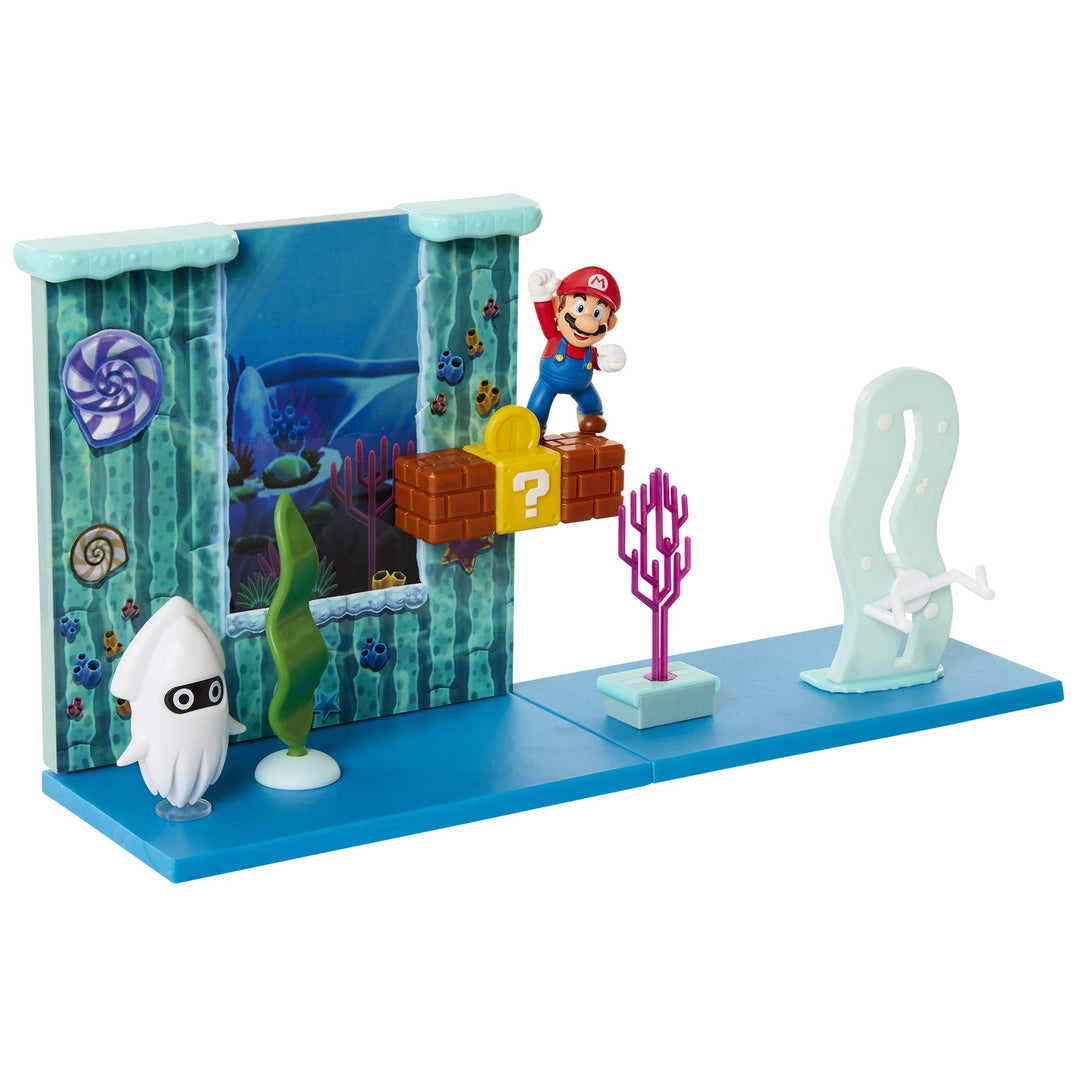 Nintendo Unisex Kinder - inkl. Nintendo Super Mario Spielset Unterwasser Welt inkl 6cm Mario Figur,