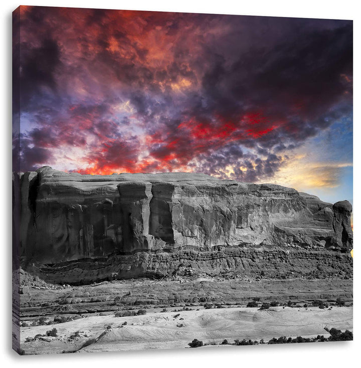 Pixxprint erschlagendes Monument Valley als Leinwandbild Quadratisch/Grösse: 70x70 / Wandbild/Kunstd