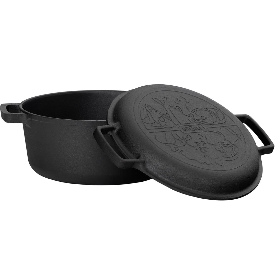 4 L Kochtopf aus Gusseisen mit Deckel-Bratpfanne 2in1 Set - Induktion Bräter Brottopf Suppentopf Bra