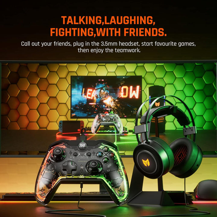 Black Shark Wired Controller, BIGBIG WON Rainbow Lite PC Controllers for Gaming RGB Light, Custom Bu