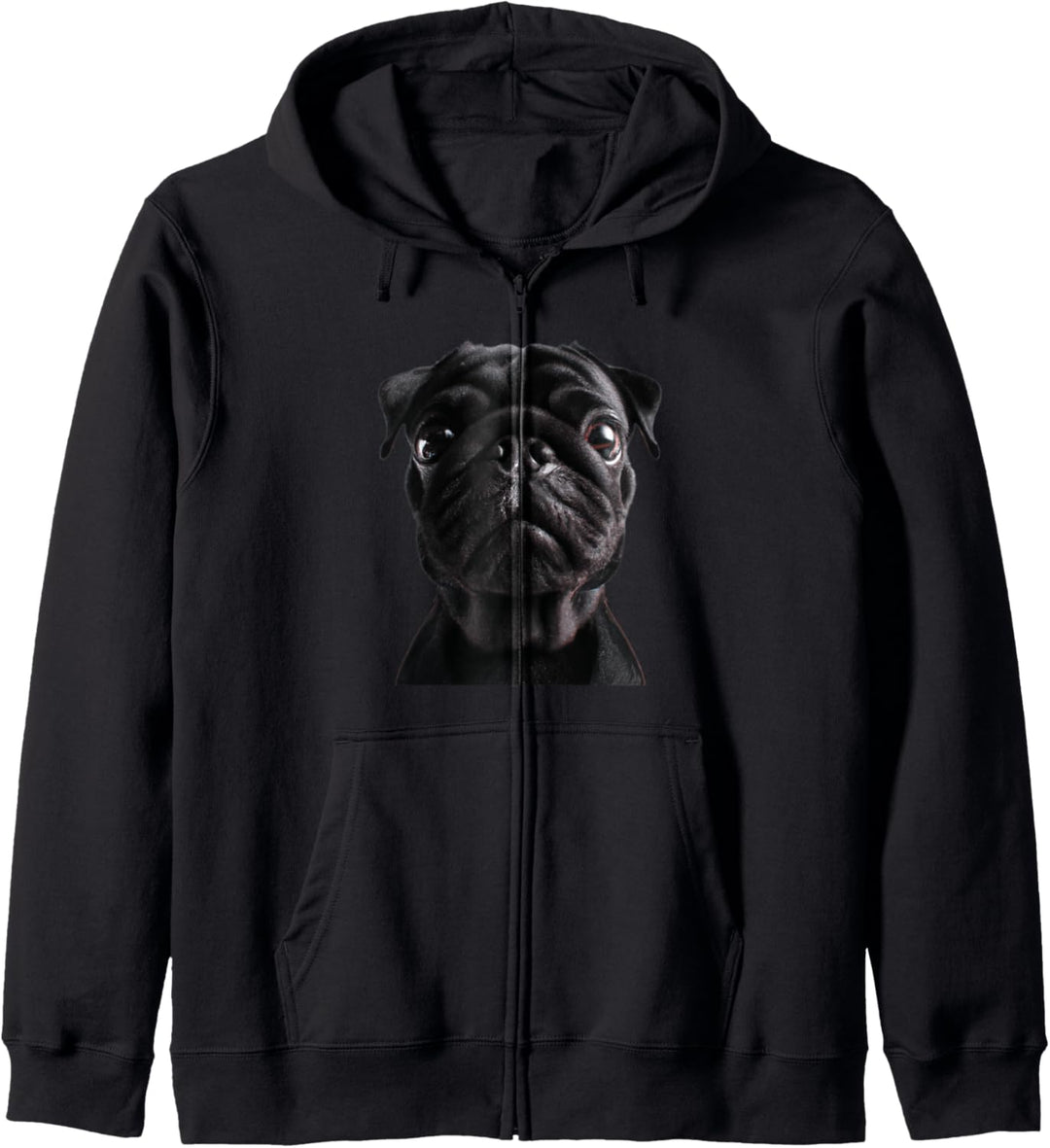 Mopsgesicht für Hunde, Mutter, Papa, lustig, niedlicher schwarzer Mops Kapuzenjacke