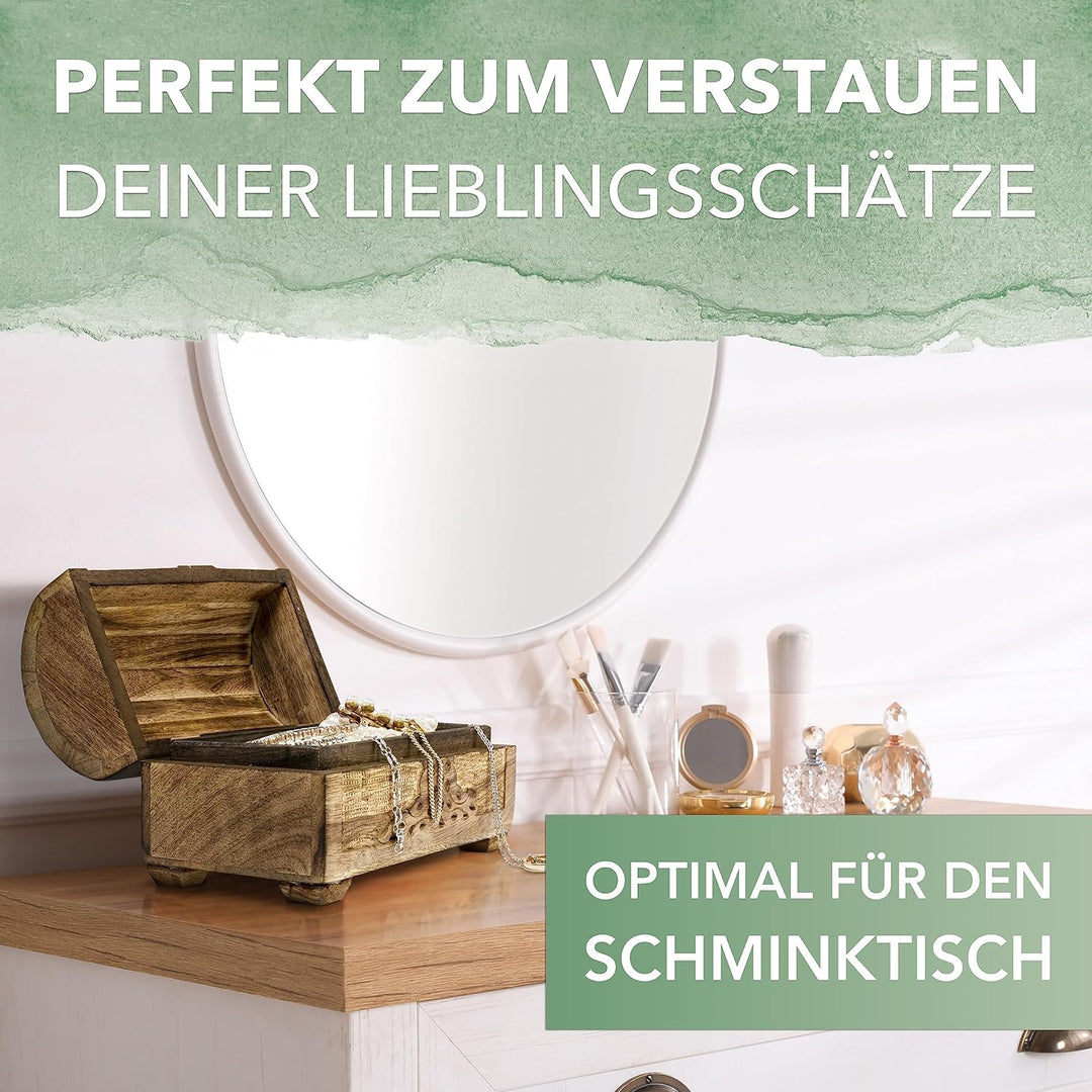 Schatzkiste Baum des Lebens, massive Holz-Schatulle Dekobox 20,5 x 11 x 12,5 cm Braun Box Baum des L