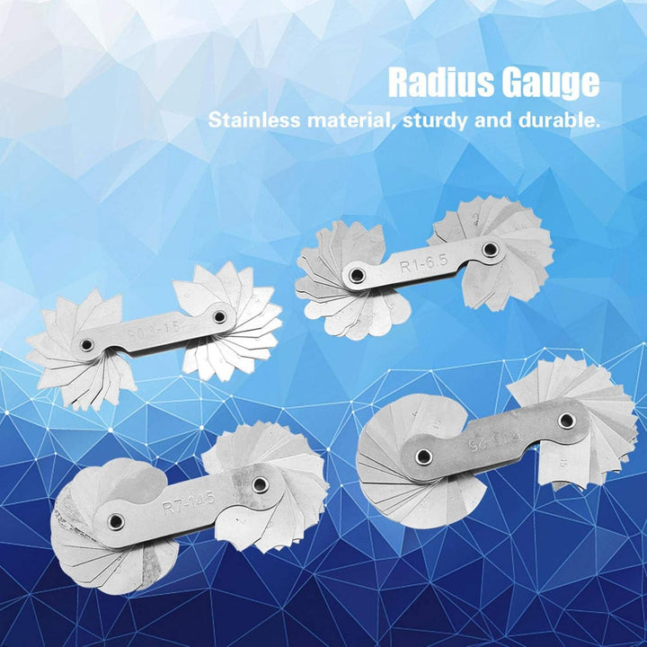 4Pcs Radiuslehre R0.3-1.5/ R1-6.5/ R7-14.5/ R15-25
