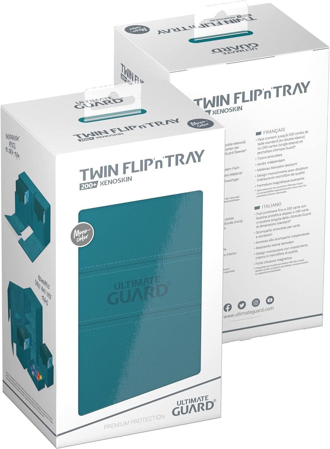 Ultimate Guard Twin Flip`n`Tray 200+ XenoSkin Monocolor Petrolblau, Petrolblau