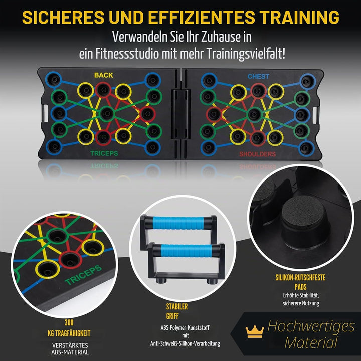 24 in 1 Liegestützbrett Set mit Griffen, Faltbare Push-Up Liegestütz Brett mit Handgriff für Muskelt