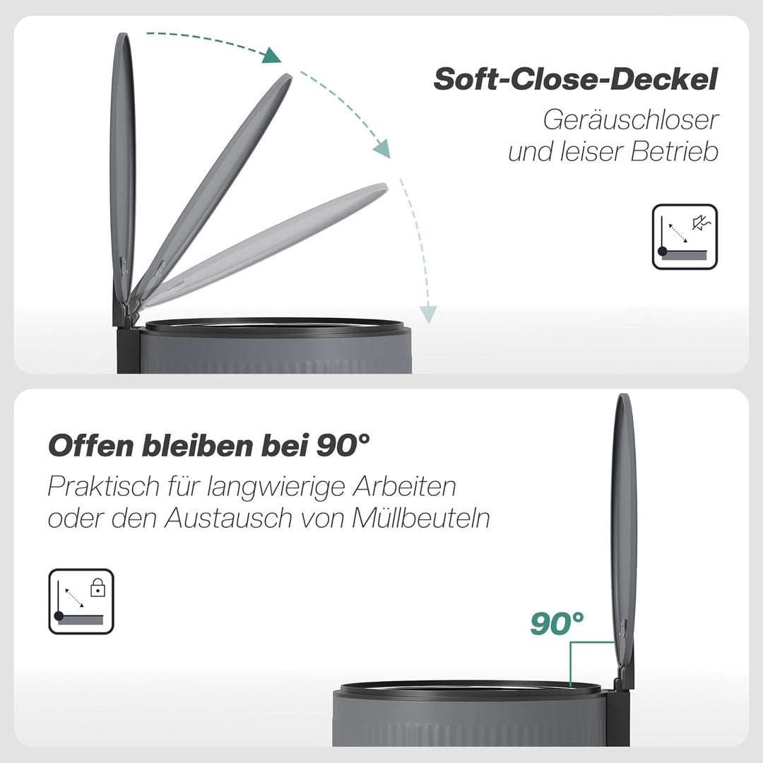 HOMCOM Mülleimer 30 L Treteimer mit Softclose-Deckel und Pedal, Abfallsammler mit abnehmbarem Innene