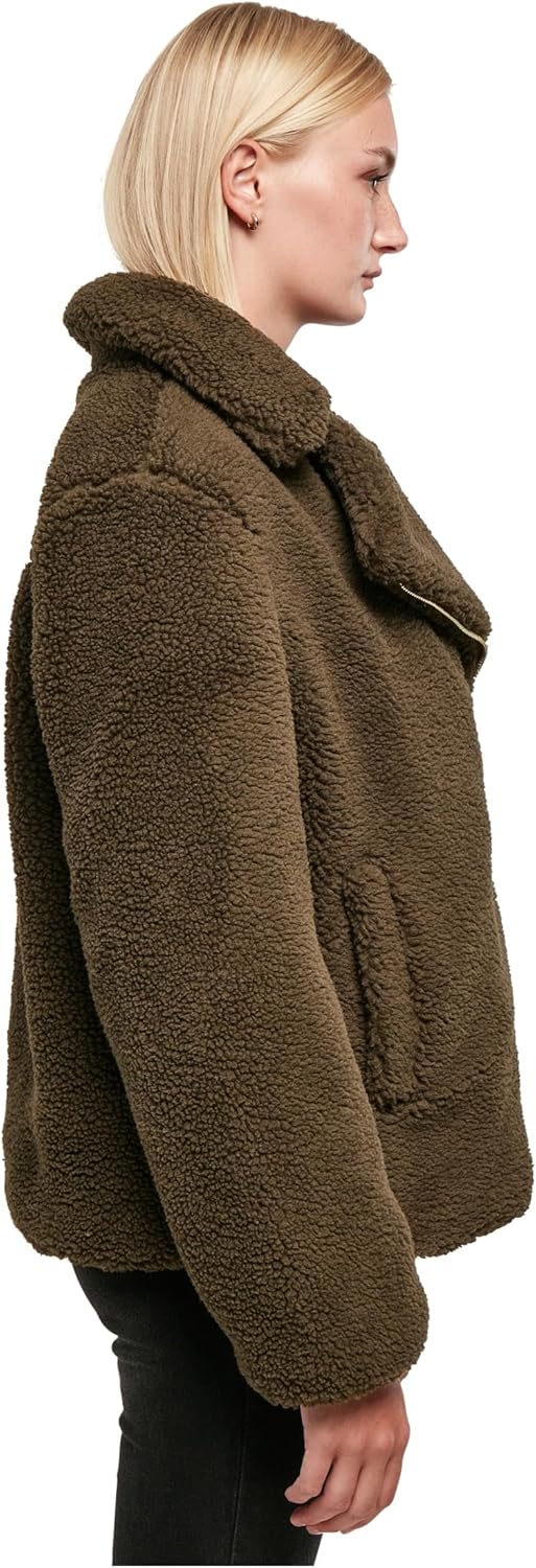 Urban Classics Damen Ladies Sherpa Biker Jacket Jacke L Olive, L Olive