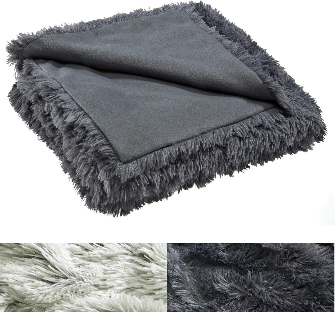 CelinaTex Shetland Bettwäsche 200 x 200 cm 3-teilig grau Polar-Fleece Bettbezug Flokati Optik Bett G