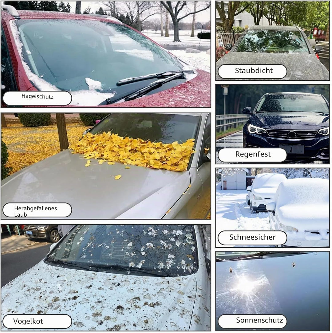 Universal Halbgarage Autoabdeckung,Halbe Autoabdeckung mit Haken und Riemen, Wasserdicht Autogarage