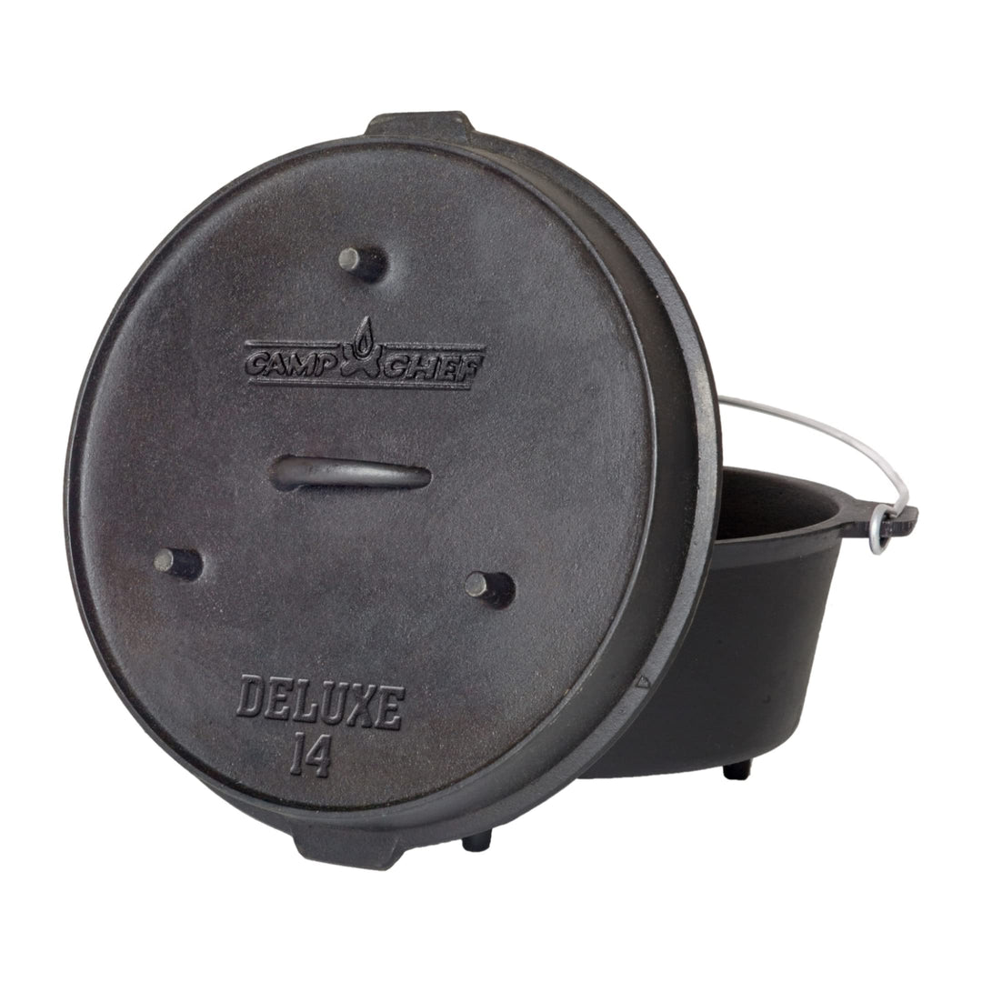 Camp Chef Schmortopf aus Gusseisen mit Deckel und Deckelheber, 35,6 cm, DO14