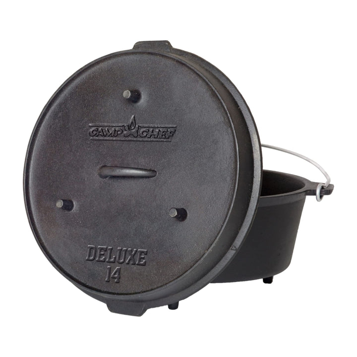 Camp Chef Schmortopf aus Gusseisen mit Deckel und Deckelheber, 35,6 cm, DO14