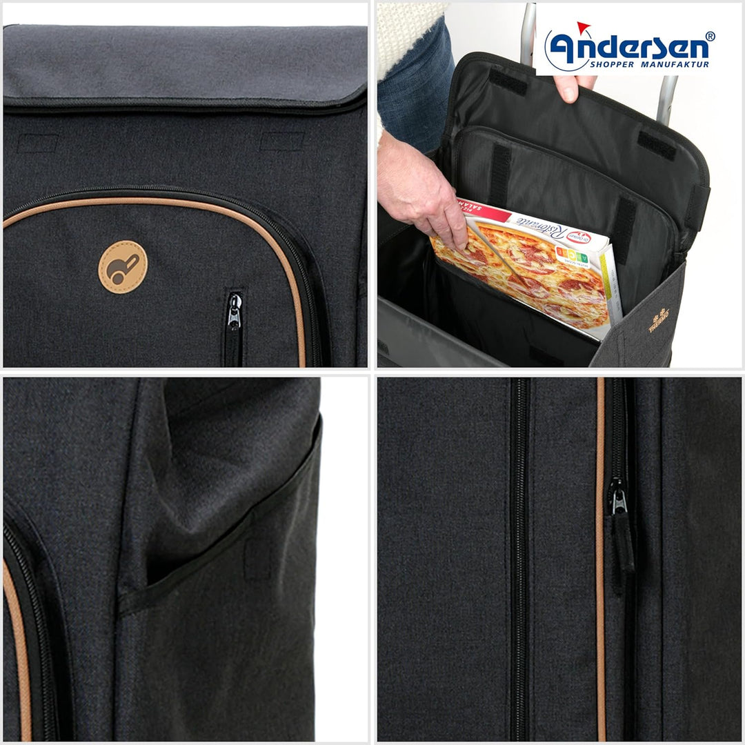 Andersen Einkaufstrolley Ersatztasche - 61 Liter - mit Kühlfach - Seiten- & Fronttasche - extra Inne