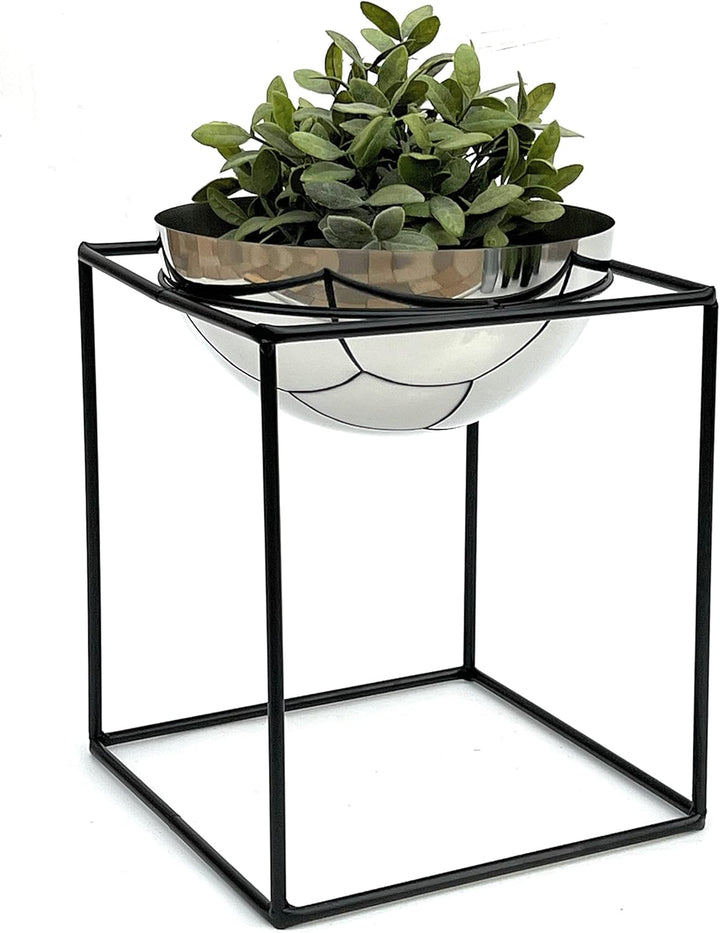DanDiBo Blumenhocker Metall mit Topf Schwarz Silber 20-35 cm Blumenständer 96256 Blumensäule Modern