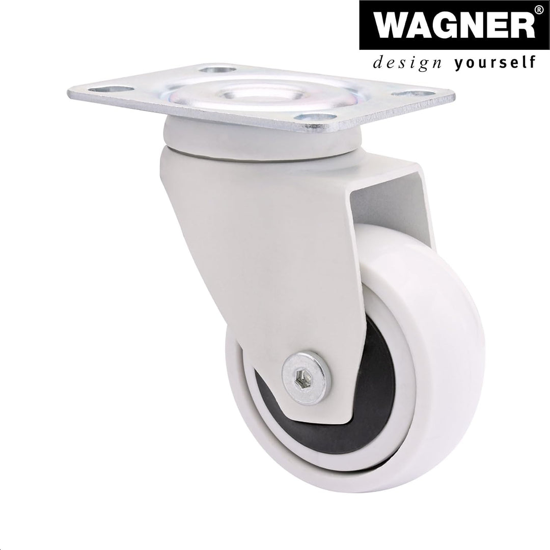 WAGNER Design - 3C - Lenkrollen / Apparaterollen / Möbelrollen 4tlg. Set - weiss, Softlauffläche, Du