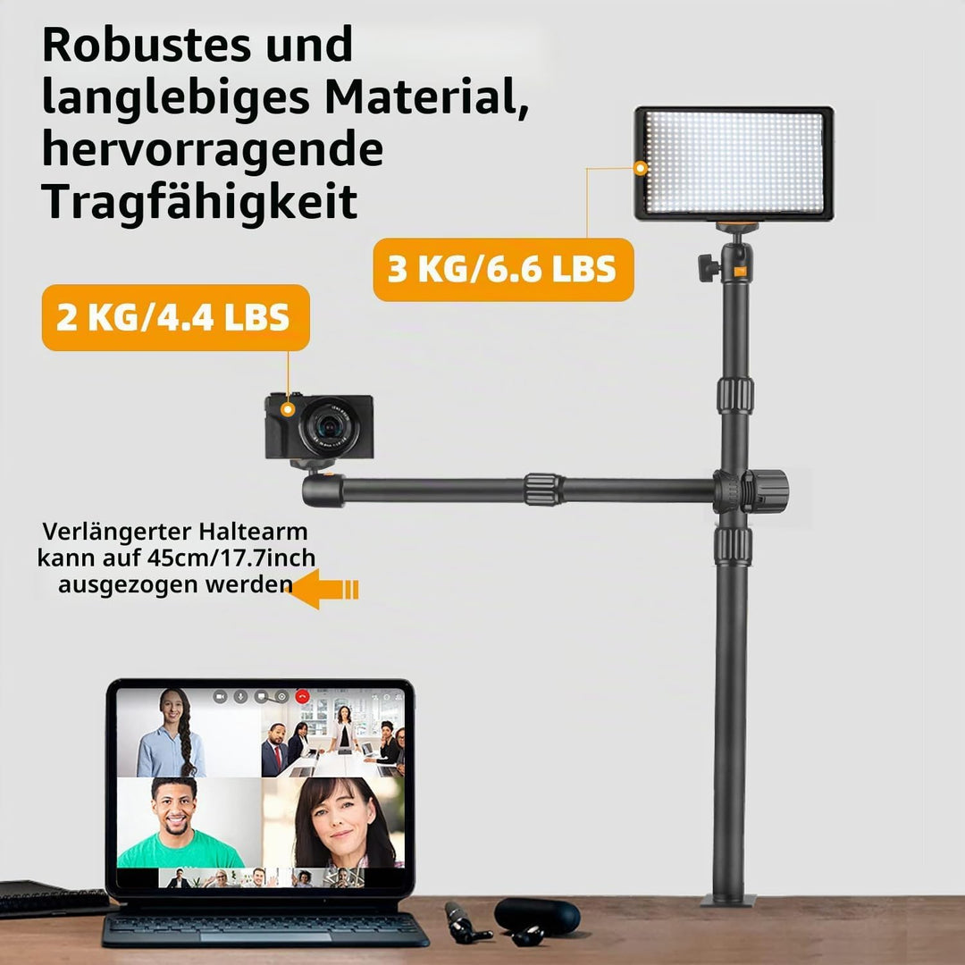 OS03 Tischstativ Kamera, 37-83cm Einstellbar Overhead Stativ Webcam, Kamera Tischhalterung mit Boom