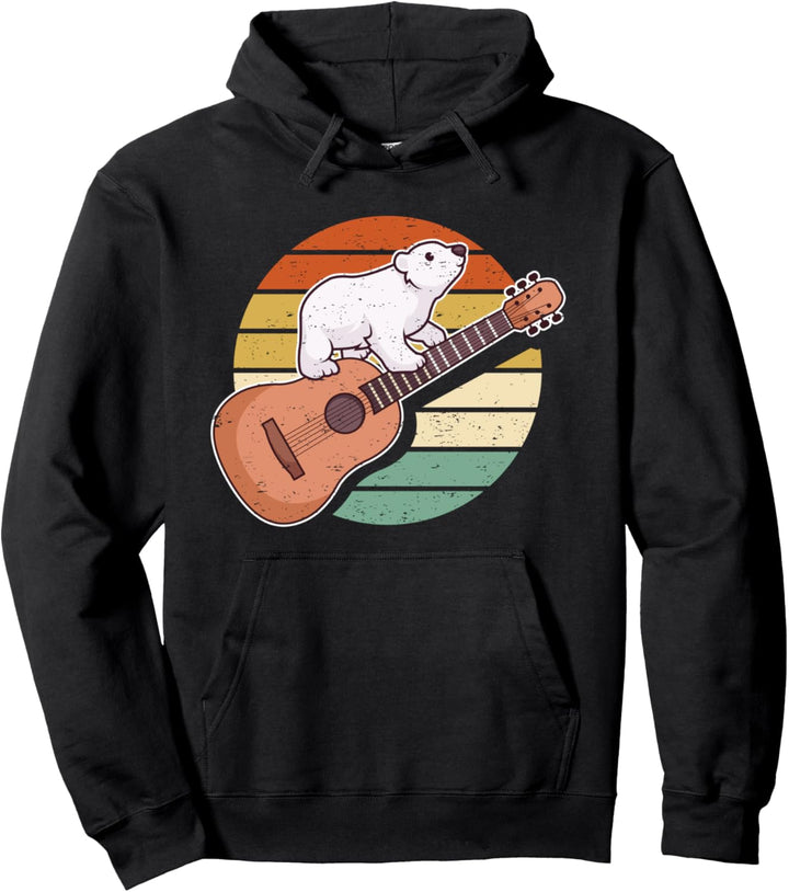 Eisbär Gitarre Gitarrenspieler Gitarrist Pullover Hoodie